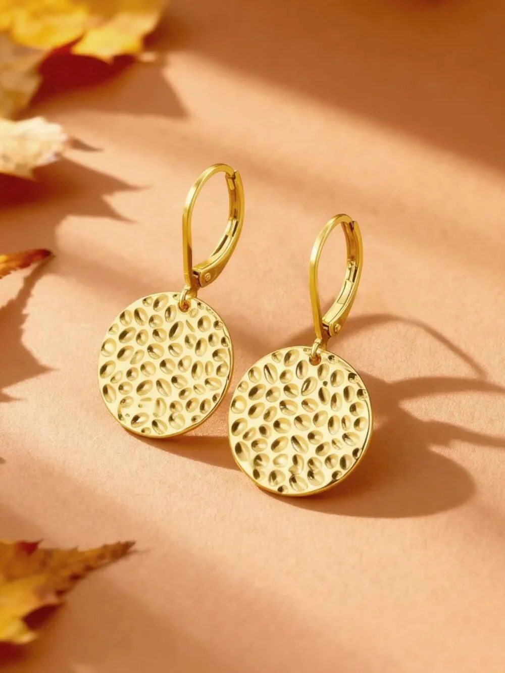 925 Sterling Silver Dangle Earrings for Women, 14K Gold Plated Geometric Flat Ro - Picture 8 of 8